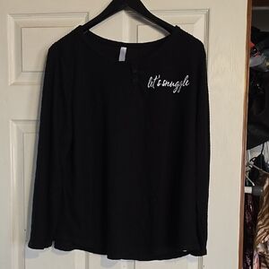 Cacique Black Relaxed Long Sleeve Sleep Tee